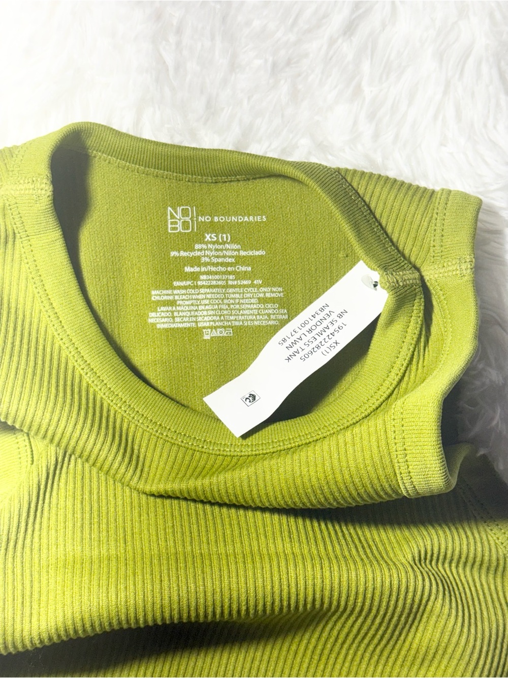 No Boundaries Olive Green Ribbed Tank Top Size XS NWT - Picture 3 of 3